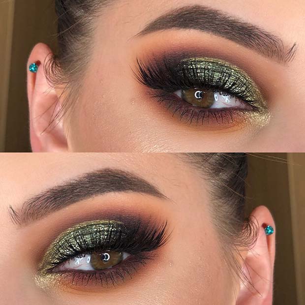 Idée de maquillage pour les yeux marron et vert foncé