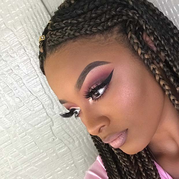 Burgundy και Pink Eye Makeup Idea για Μαύρα Κορίτσια