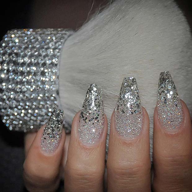 Glam and Glittery Silver Mani