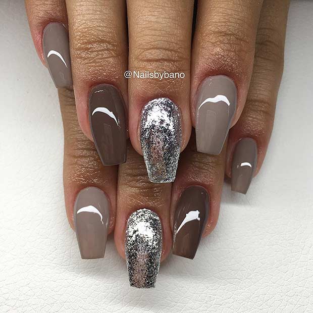 Ongles Marron et Argent