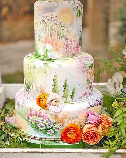 Idée de gâteau de mariage floral de printemps