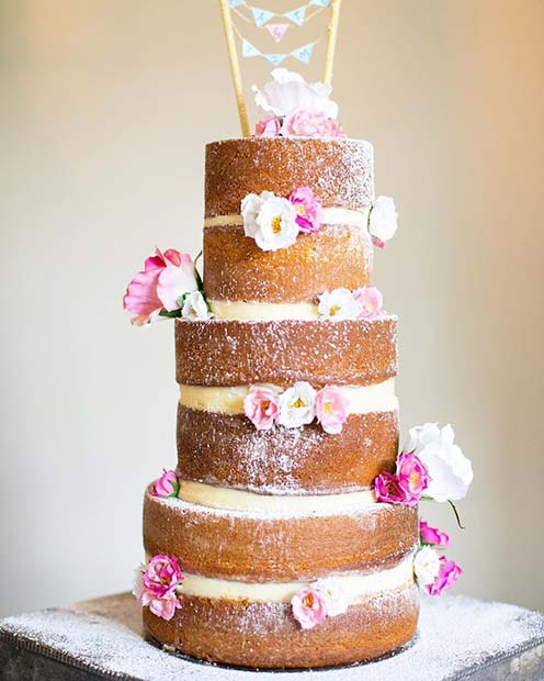 Idée de gâteau de mariage de printemps rustique