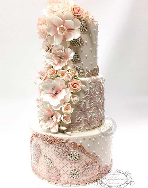 Εμφάνιση Stopping Wedding Floral Cake