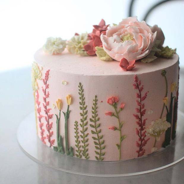 Χαριτωμένο μικρό floral γαμήλιο κέικ