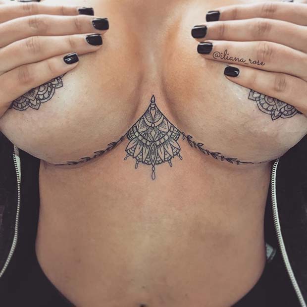 Pretty Sternum Tattoo Design