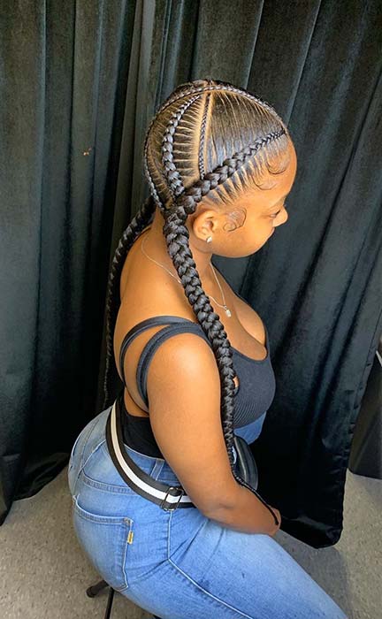 Two Feed In Braids with Unique Braided Pattern