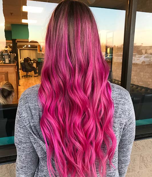 Ζωντανή ροζ ιδέα χρώματος μαλλιών
