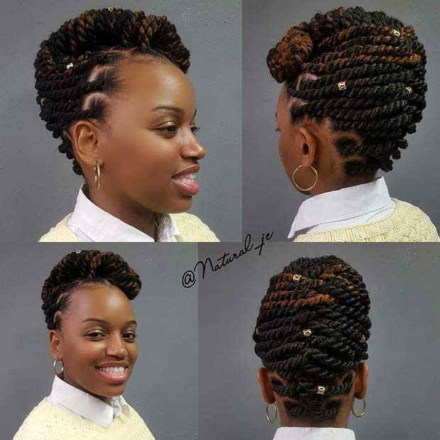 Havana Twist Updo για καλοκαιρινά προστατευτικά στυλ για μαύρες γυναίκες