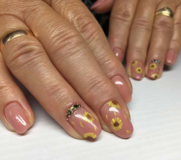 Nail Art Délicat Tournesol