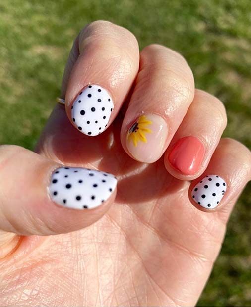 Nail Art Tournesol pour Ongles Courts