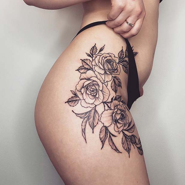 Σέξι Rose Hip Tattoo Idea