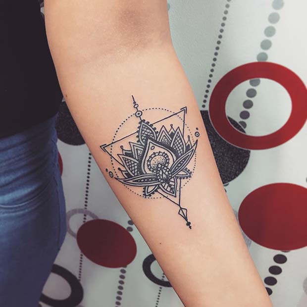 Lotus Flower Triangle Tattoo