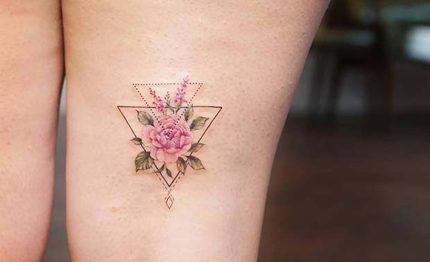 Double Triangle Flower Tattoo