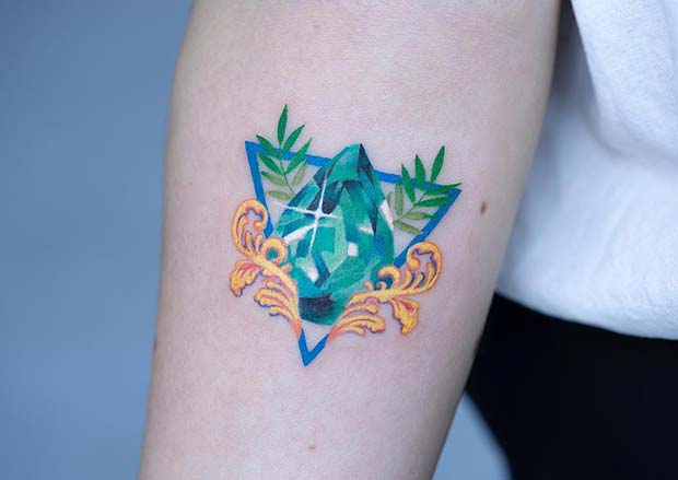 Pretty Gem Triangle Tattoo