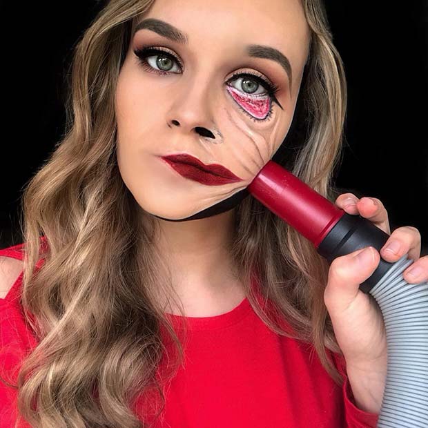 Idée de maquillage illusion sous vide pour Halloween