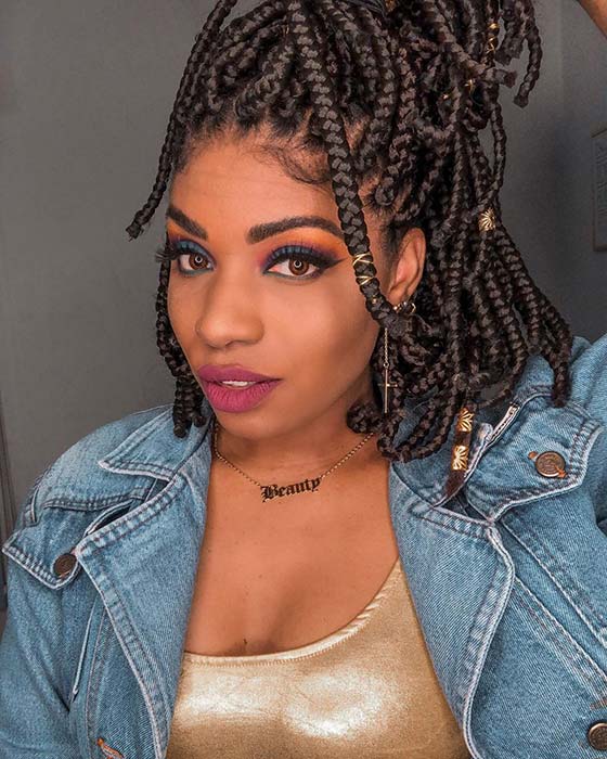 Élégant Short Box Braids Updo