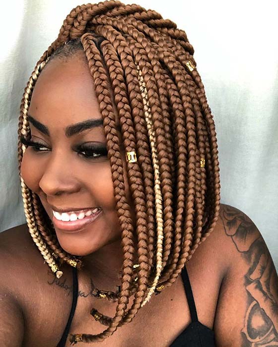 Caramel et Blonde Box Braids Bob