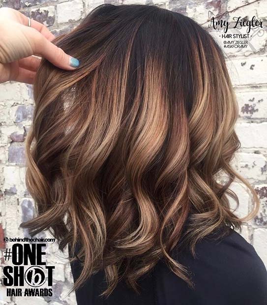 תסרוקת Lob brunage balayage