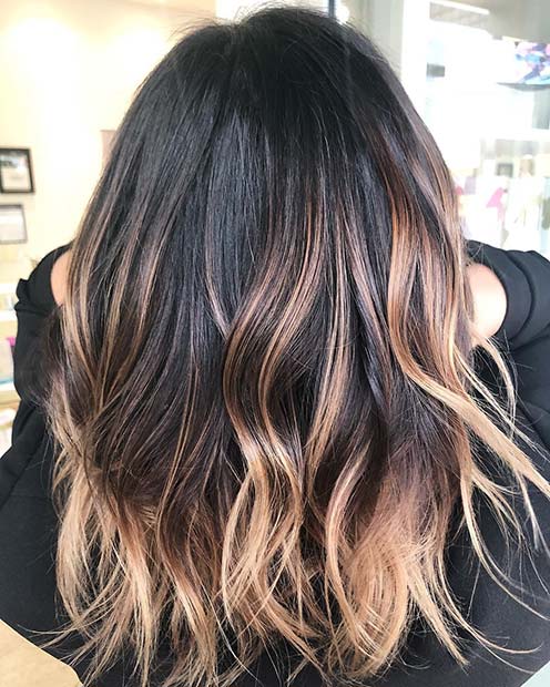 Balayage מסוגנן בעל ניגודיות גבוהה