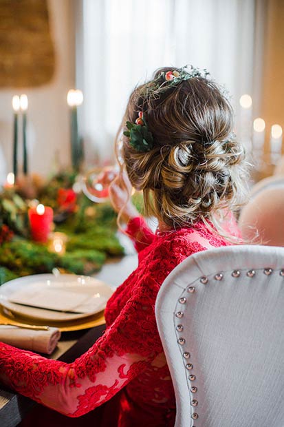 Déclaration Headpiece Coiffure de mariage d'hiver