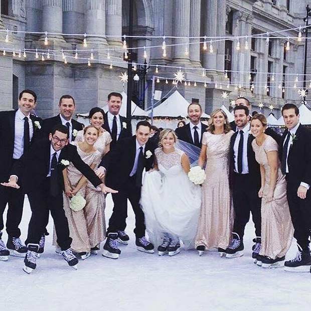 Fête de mariage d'hiver sur glace