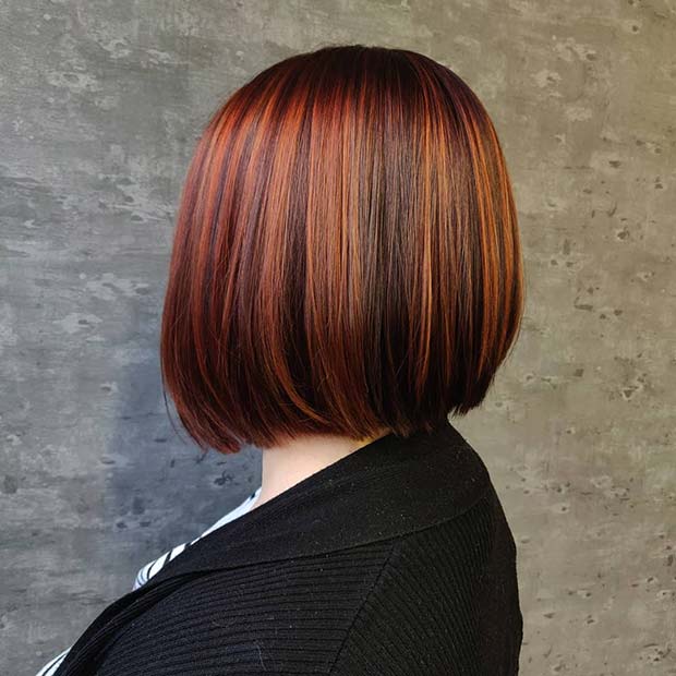 Coppery Highlights για το Bob Haircut