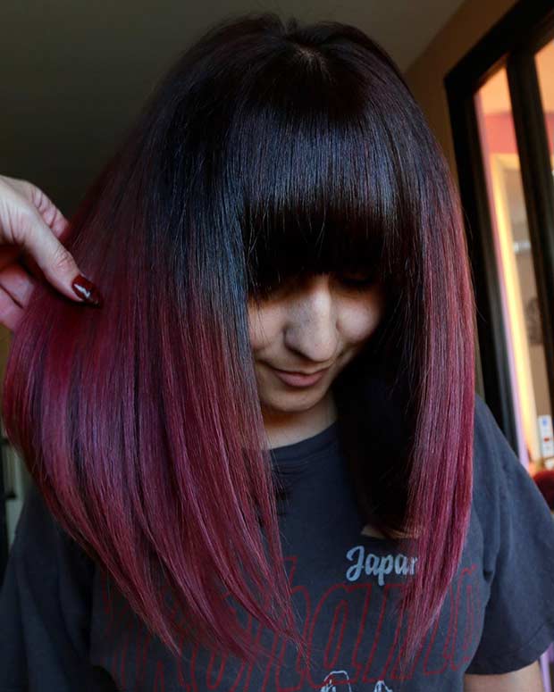 Σκούρα κόκκινα μαλλιά Ombre