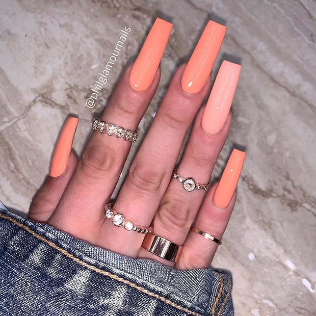 Ongles Orange Pastel