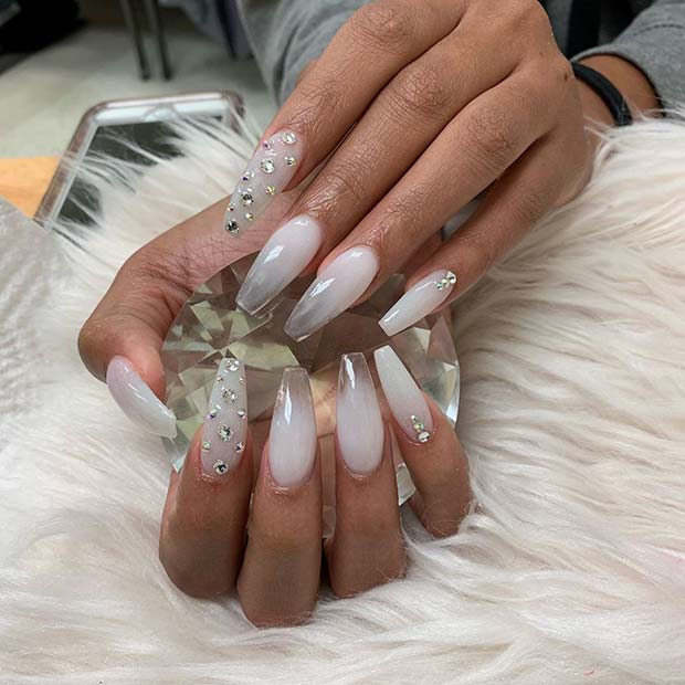 Glam White Nail Design