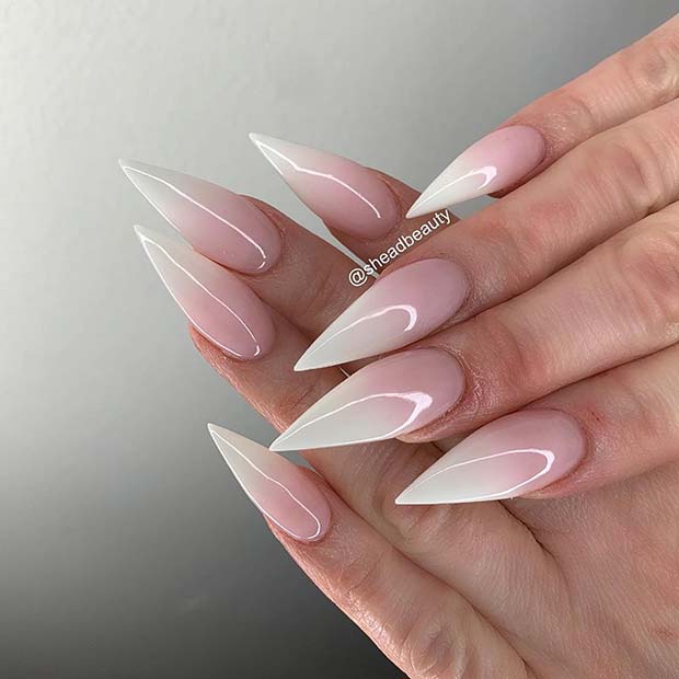 Ongles Stiletto Ombre Français