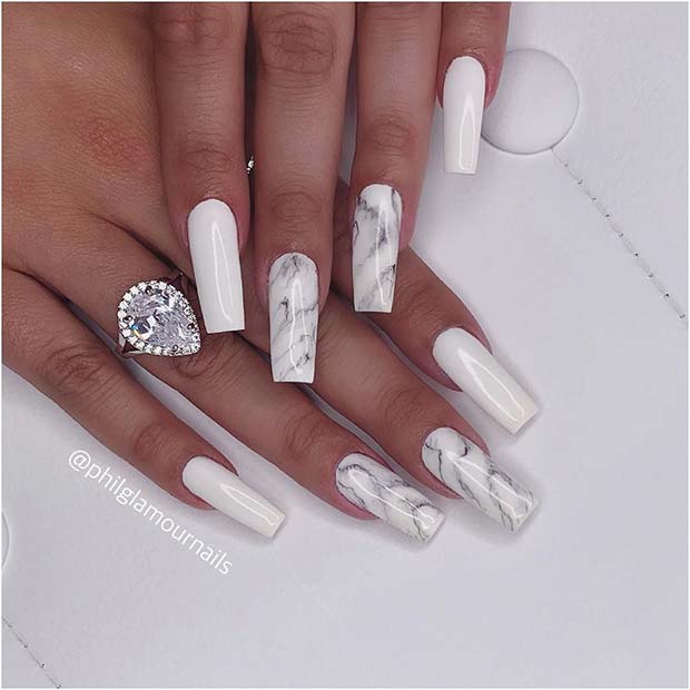 Mani en marbre blanc élégant