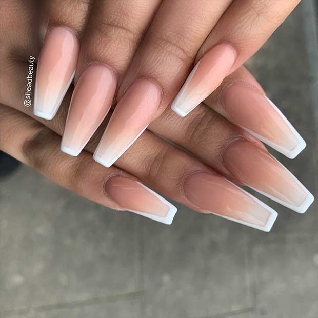 Γαλλικά Ombre Nails με λευκές άκρες