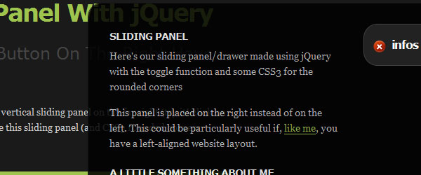 Comment créer un panneau coulissant vertical sexy en utilisant jQuery et CSS3