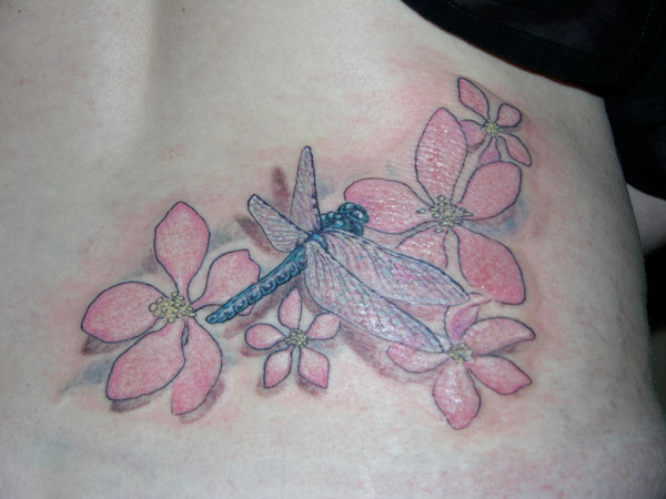 Dragonfly Spring Blossoms Tattoo