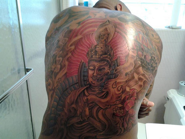 Brown Shaded Buddha Tattoo