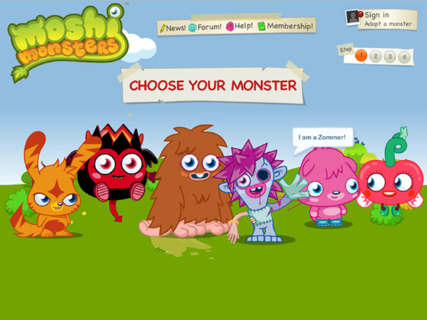 Επιλέγοντας Moshi Monsters