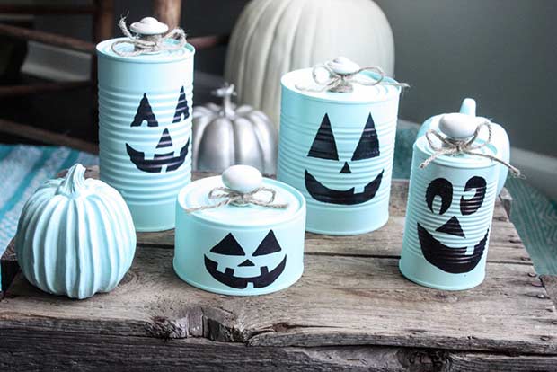 DIY Tin Can Pumpkins για το Halloween