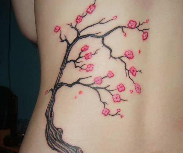 Cherry Blossom Tree Back Tattoo