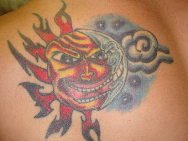 Angry Sun Celestial Tattoo
