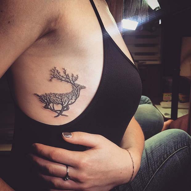 Creative Stag Rib Tattoo