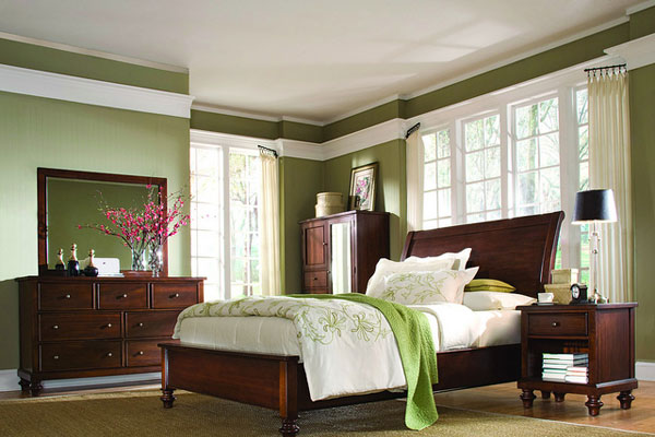 Chambre à coucher verte fraîche