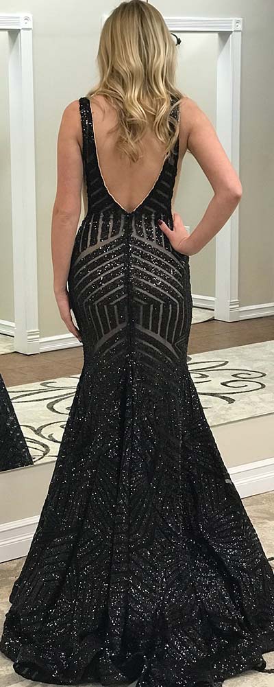 Σέξι αφρώδες μαύρο φόρεμα Prom