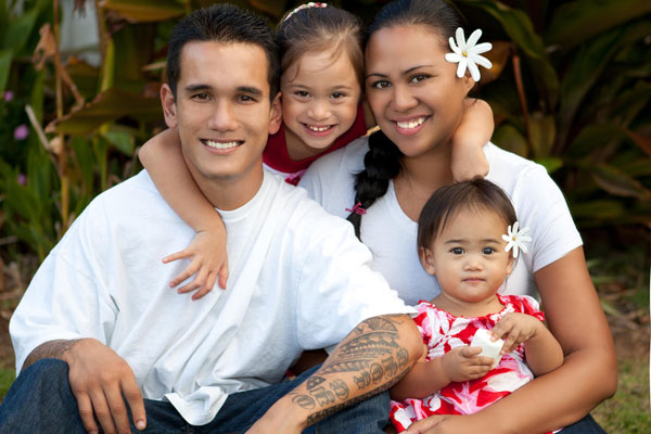 Photo de famille hawaïenne