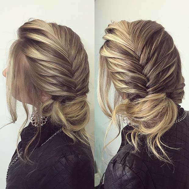 Updo צמת זנב דג צד גדול