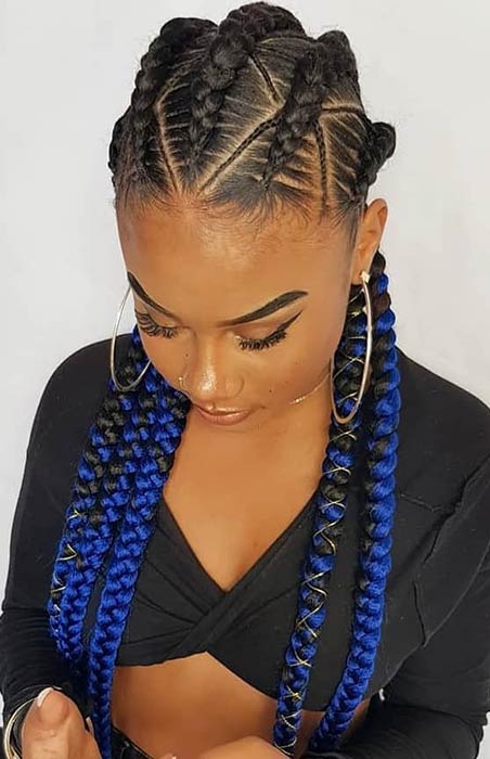 Tresses De Cornrow Bleu Ombre