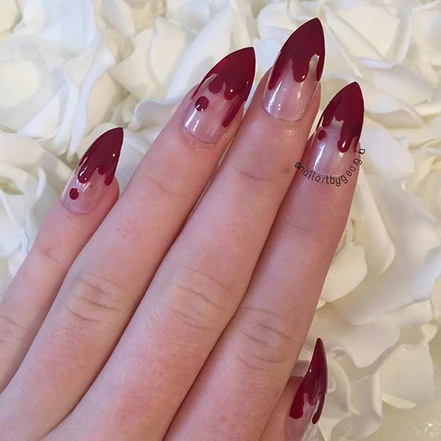 Bloody French Tip Stiletto Nails for Halloween