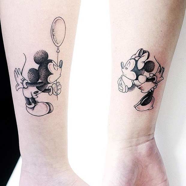 Vintage τατουάζ Mickey και Minnie Mouse