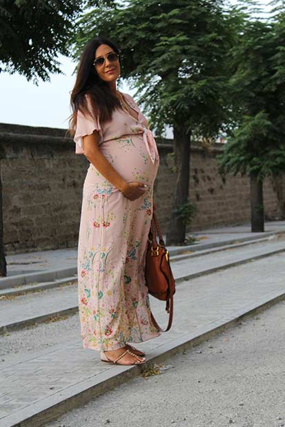 Boho Floral φόρεμα εγκυμοσύνης για το καλοκαίρι