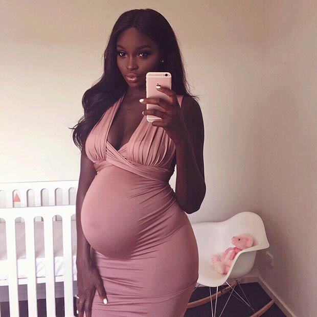 Ροζ Bodycon φόρεμα εγκυμοσύνης για ειδικές περιστάσεις