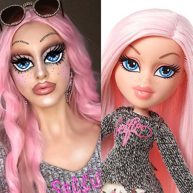 Idée de maquillage illusion de poupée Bratz